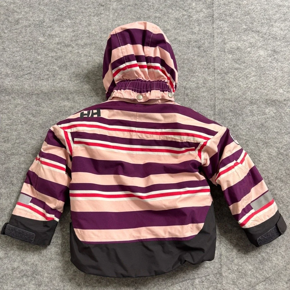 Helly Hansen Kids Ski Jacket Girls 86/1 Pink Striped‎ Waterproof Insulated Snow